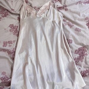 pink satin slip mini dress